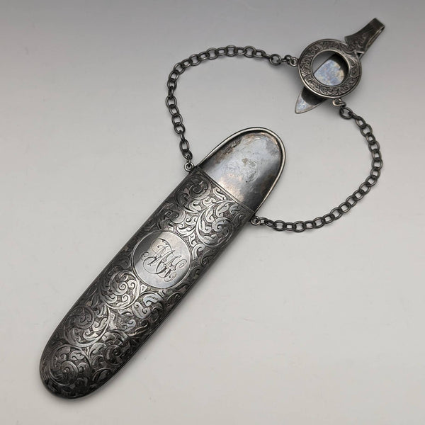 1900 British Antique Sterling Silver Chatelaine Case George Unite